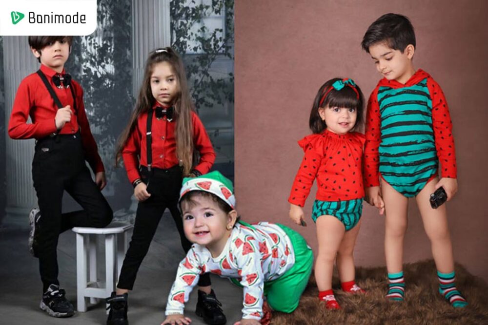 تصویری از تعدادی کودک با لباسهای یلدایی