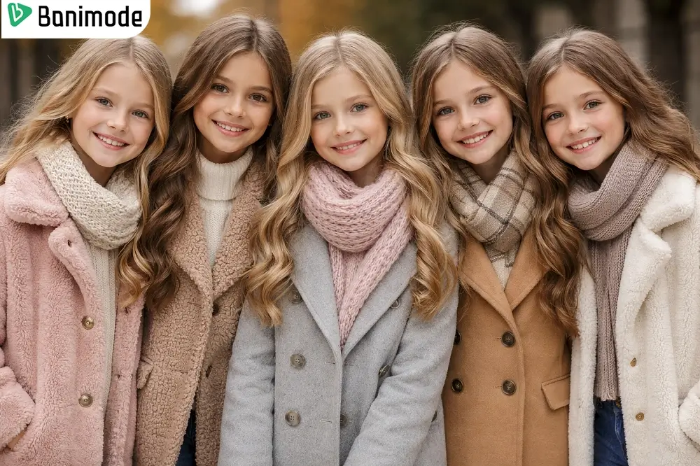 تصویری از 5 دختر بچه 10 سال که پالتو پوشیدند