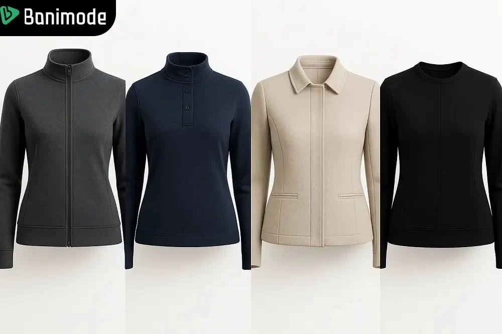 انواع سویشرت زنانه رسمی در رنگهای مشکی، نیلی، کرم و طوسی