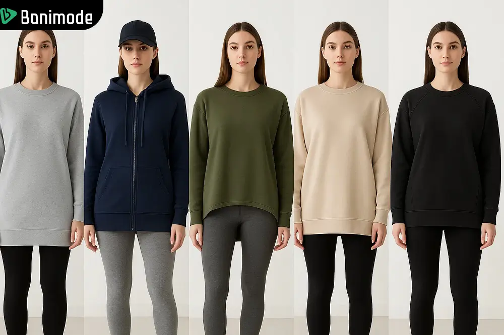 انواع استایل زنانه با سویشرت بلند