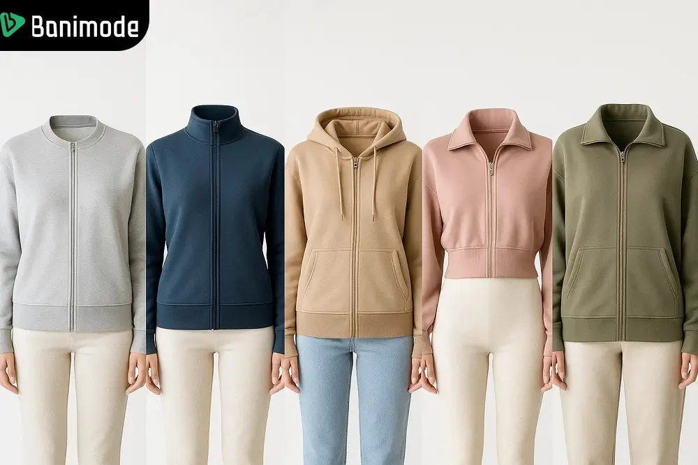 انواع سویشرت زیپی زنانه در طرحها و رنگهای متنوع