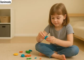 کوذک مشغول خمیر بازی در خانه