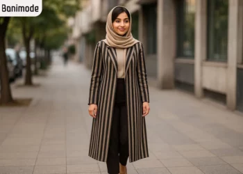 مانتو راه راه بلند برای افراد کوتاه قد