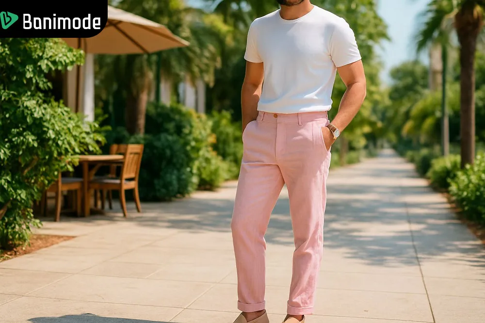شلوار پارچه‌ای مردانه با رنگ پاستیلی