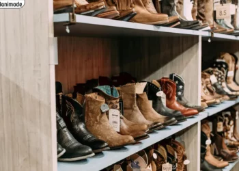 قفسه فروشگاه با انواع کفش مردانه