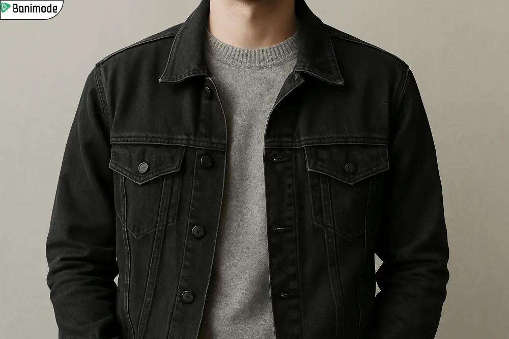 سویشرت(دورس) طوسی با کت جین مشکی- تصویر توسط هوش مصنوعی تولید شده است.