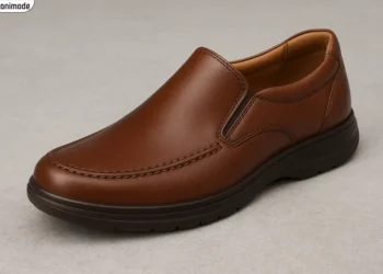 کفش طبی چرم مردانه قهوه ای رنگ-تصویر توسط هوش مصنوعی تولید شده است.