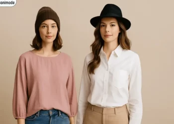 دو زن که یکی شومیز زنانه سفید رنگ پوشیده و دیگری بلوز زنانه صورتی رنگ-عکس توسط هوش مصنوعی تولید شده است.