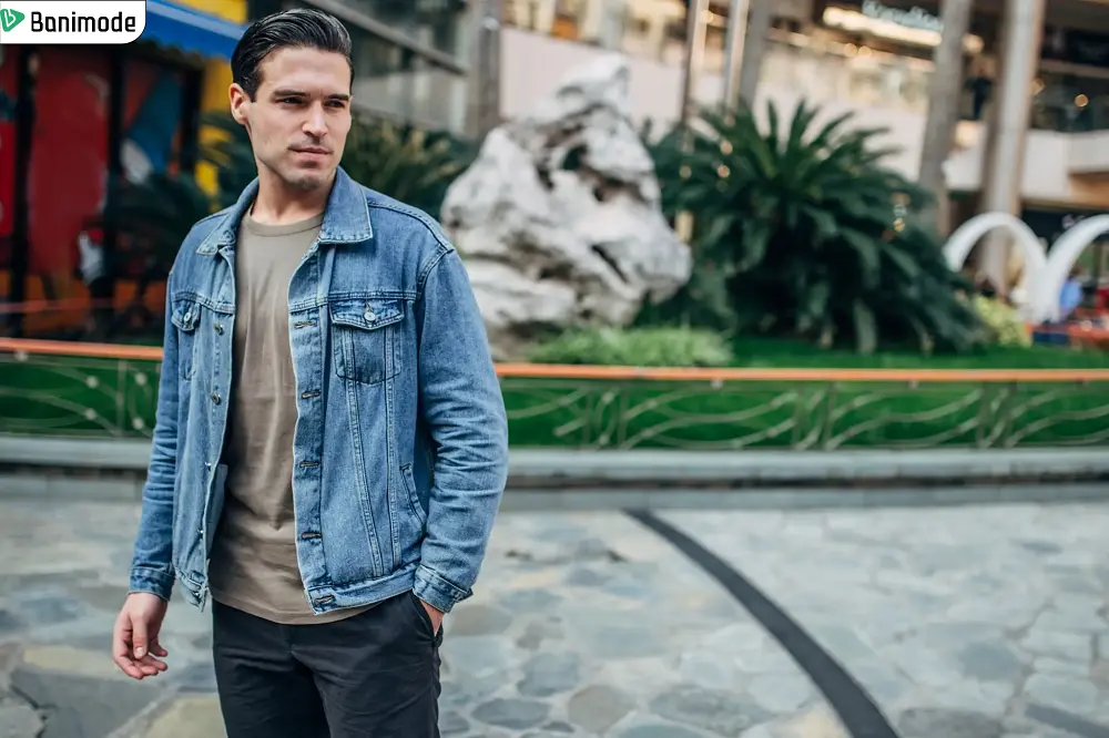 سویشرت خاکی-سبزرنگ با کت جین روشن