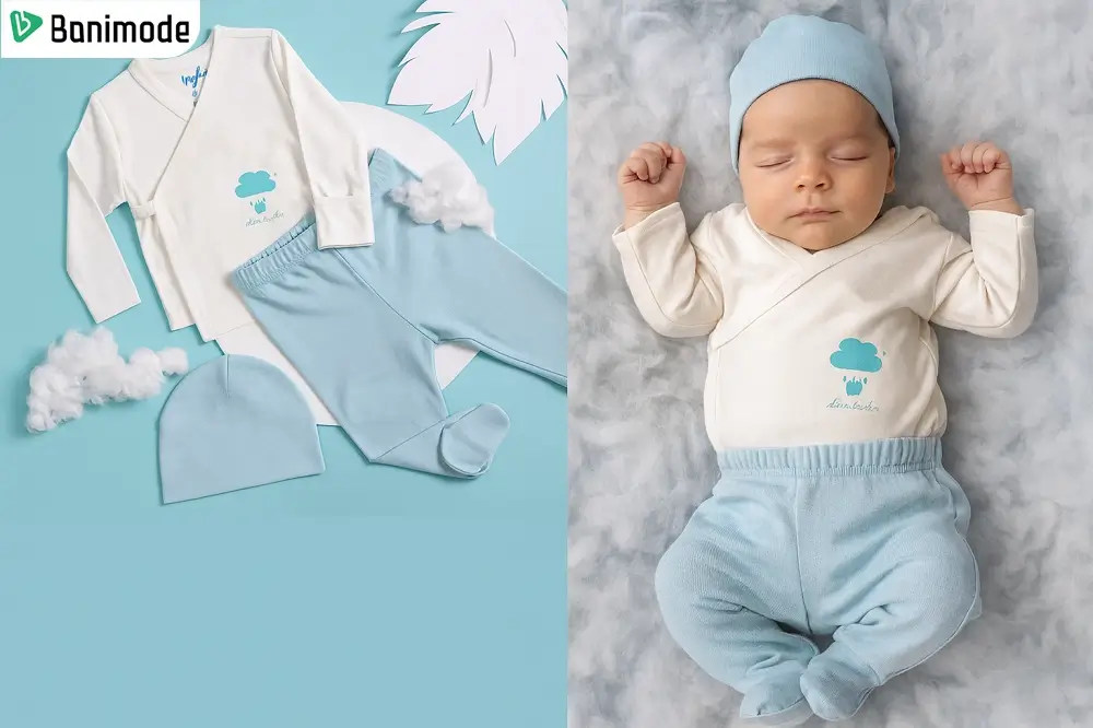 کلاه، شلوار و تیشرت ست نوزاد