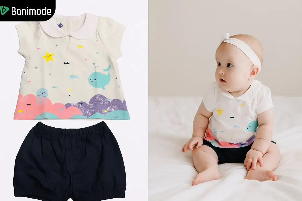 تیشرت حلقه‌ای نوزاد با شلوارک