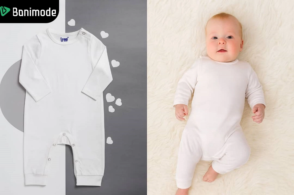 لباس سرهمی نوزاد رنگ سفید